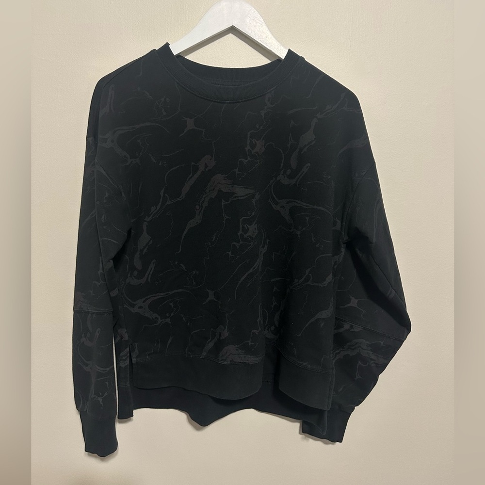 Marble-Print Crewneck Sweater
